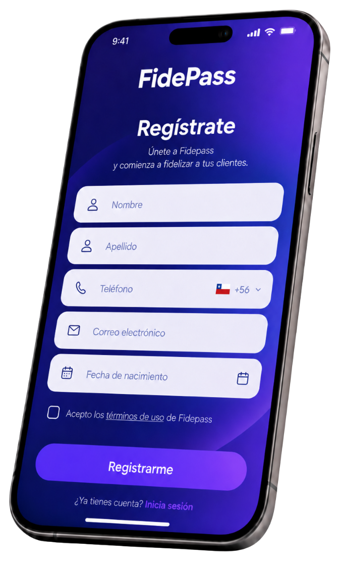 Formulario de registro en telefono